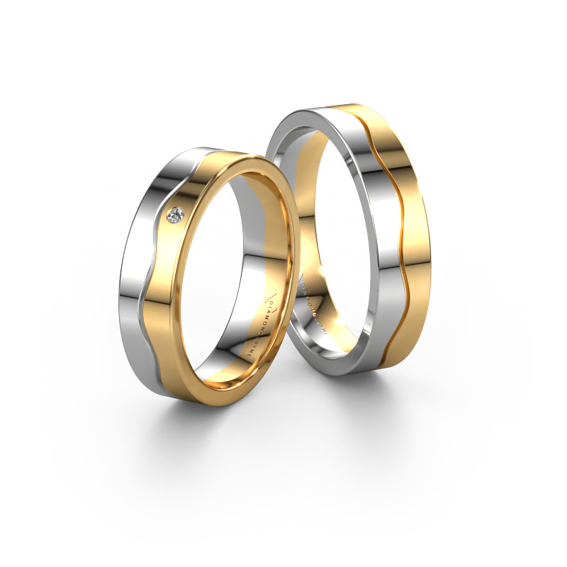 Image of Friendship rings set WH0701LM15AP ±5x1.7 mm 14 Carat white gold Diamond 0.012 crt