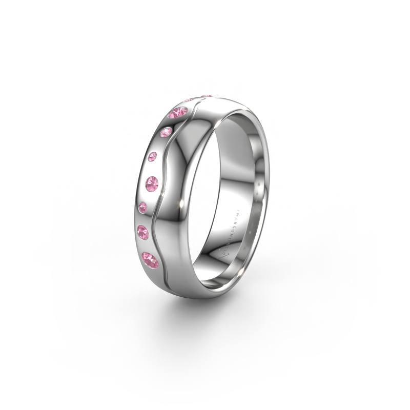 Image of Wedding ring WH0717L36AP 950 platinum ±0.24x0.07 in Pink sapphire