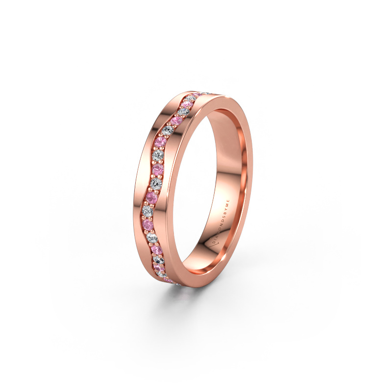 Immagine di Fede nuziale WH0803L14AP 585 oro rosa ±4 x 1,7 mm Zaffiro rosa 1.3 mm