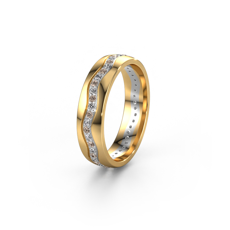 Image of Wedding ring WH0803L25AP 585 gold ±0.20x0.07 in Brown diamond