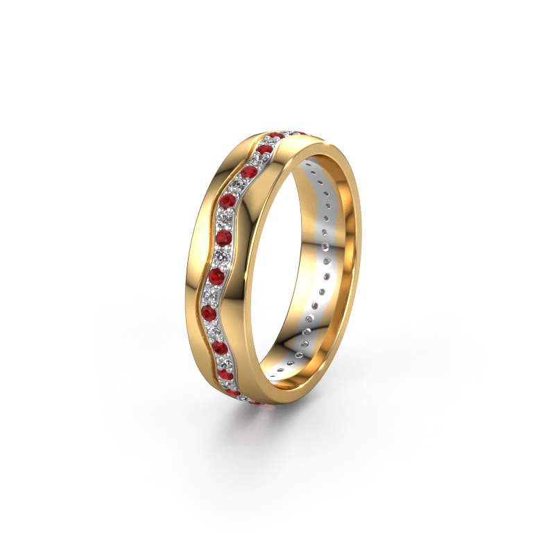 Image of Wedding ring WH0803L25AP 585 gold ±5x1.7 mm Ruby