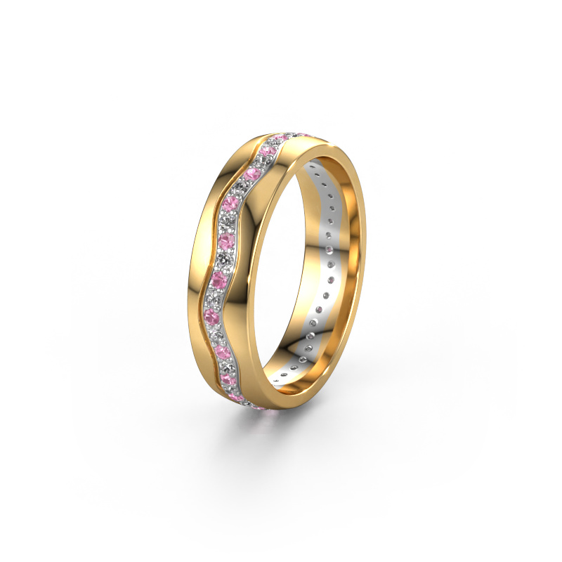 Image of Wedding ring WH0803L25AP 585 gold ±0.20x0.07 in Pink sapphire