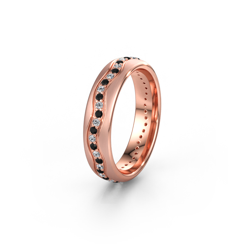 Immagine di Fede nuziale WH0803L35BM 585 oro rosa ±5 x 2 mm Diamante nero