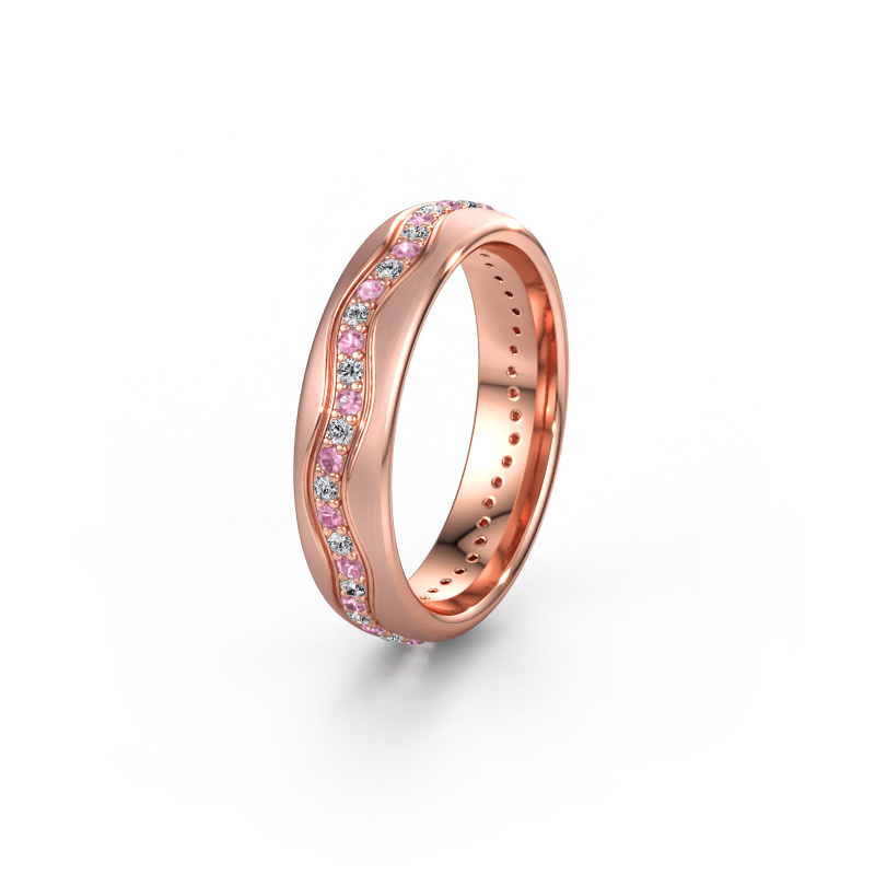Bild av Vigselring WH0803L35BM 585 roséguld ±5 x 2 mm Rosa safir