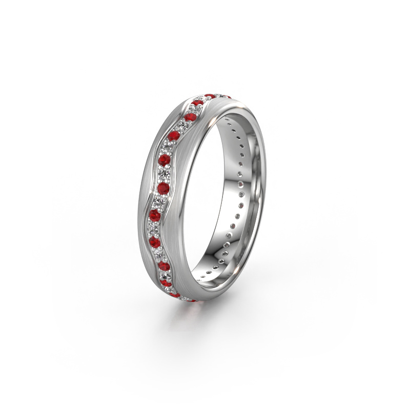 Image of Wedding ring WH0803L35BM 585 white gold ±0.20x0.08 in Ruby