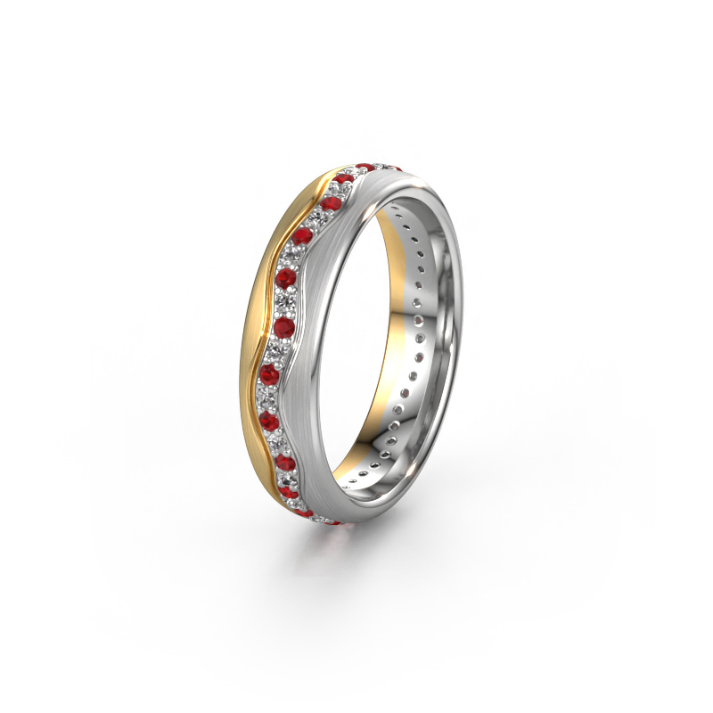 Image of Wedding ring WH0803L35BM 585 gold ±5x2 mm Ruby