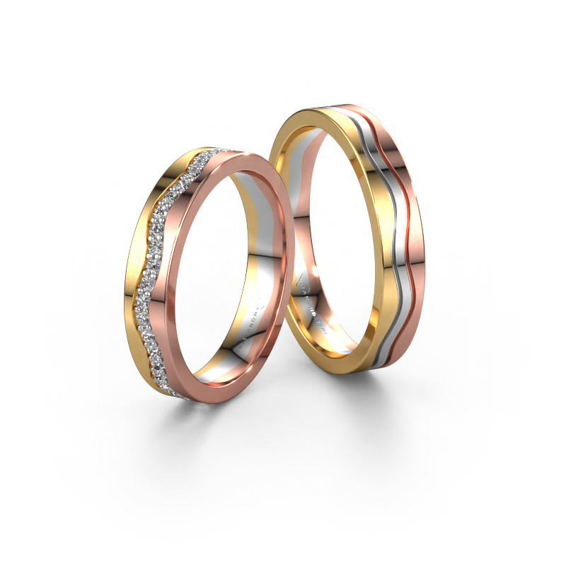 Image de Set Alliances WH0803LM14AP ±4x1.7 mm 14 Carat or jaune Diamant 0.44 crt