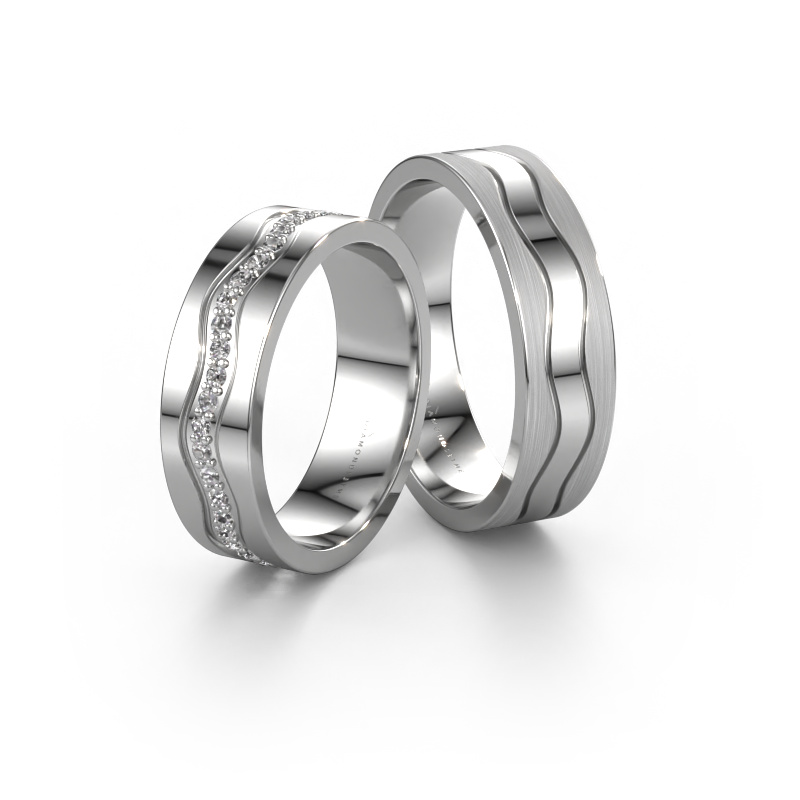 Image of Wedding rings set WH0803LM16AMP ±0.24x0.07 in 14 Carat white gold Diamond 0.01 crt
