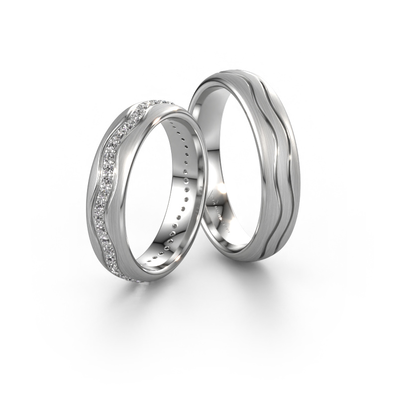 Image of Wedding rings set WH0803LM35BM ±0.20x0.08 in 14 Carat white gold Diamond 0.01 crt