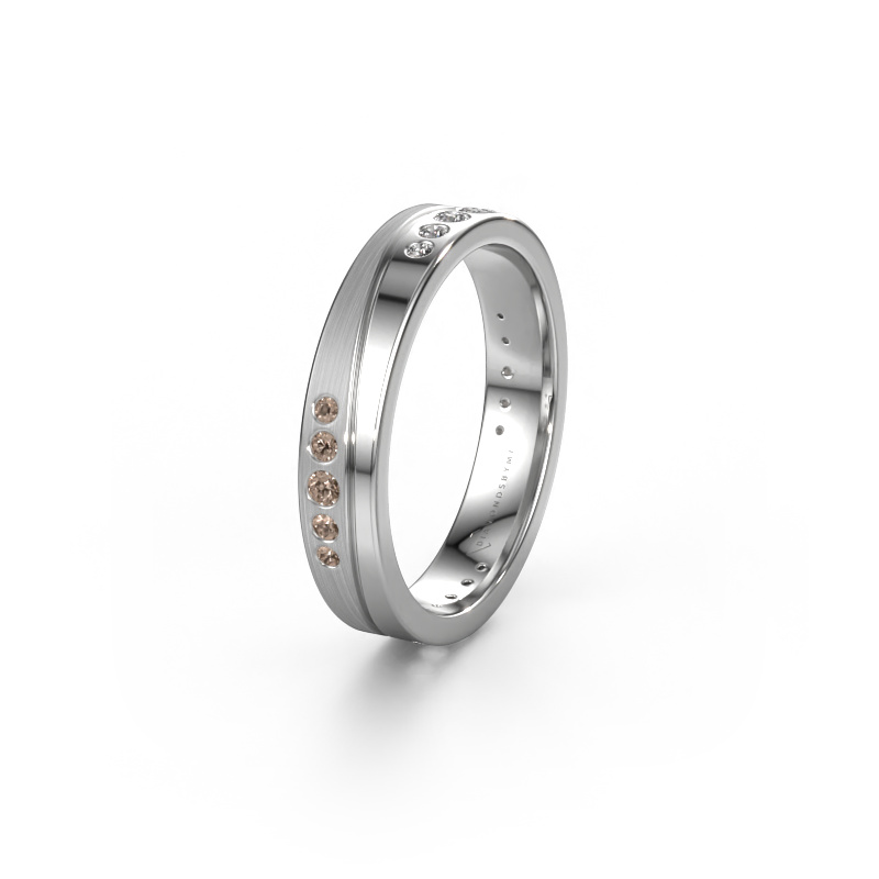 Image of Wedding ring WH0901L14A20PM 585 white gold ±0.16x0.07 in Brown diamond