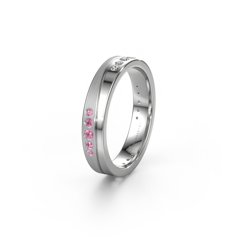 Image of Wedding ring WH0901L14A20PM 585 white gold ±0.16x0.07 in Pink sapphire