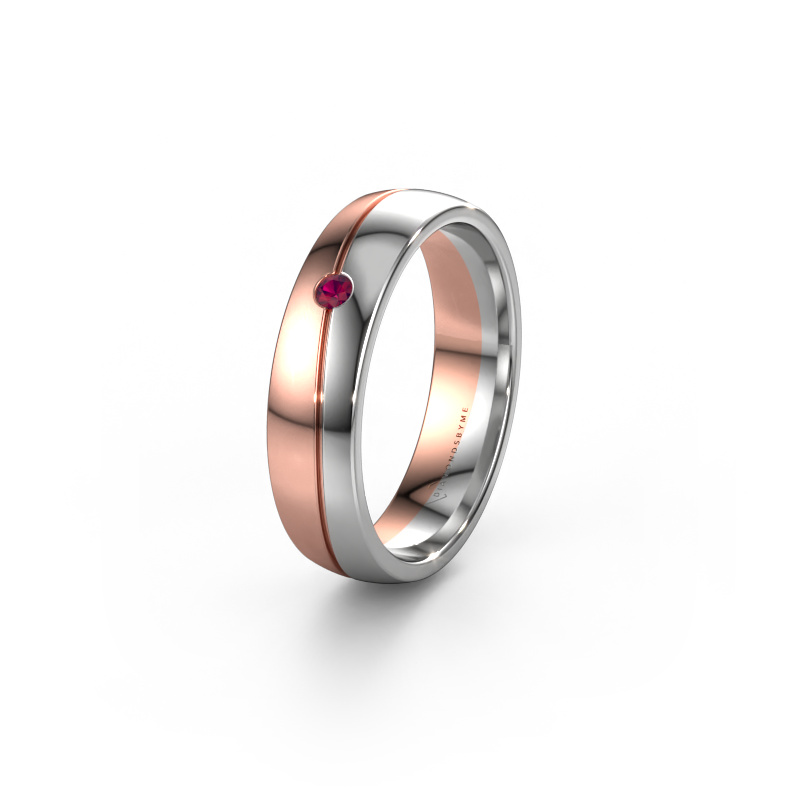 Image of Wedding ring WH0901L25AP 585 white gold ±0.20x0.07 in Rhodolite