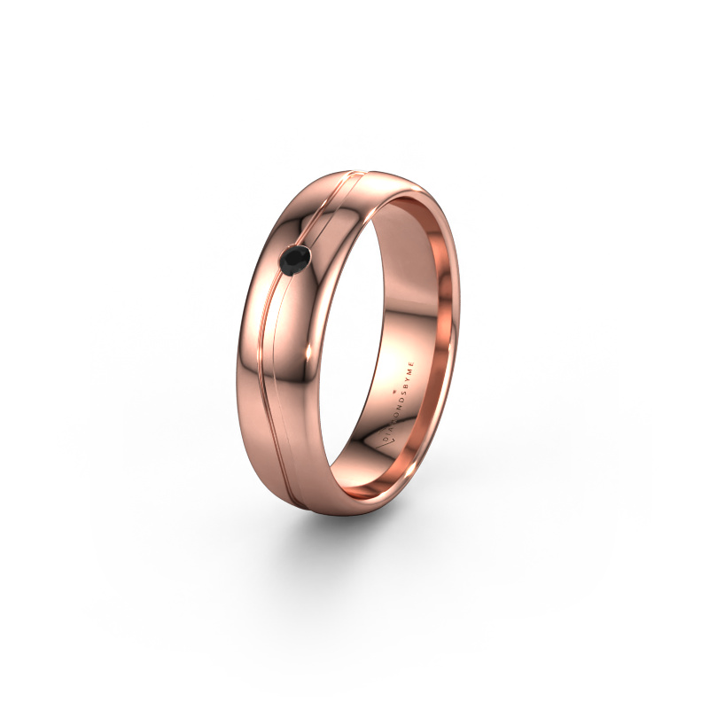 Image of Wedding ring WH0905L35X 585 rose gold ±5x1.7 mm Black diamond