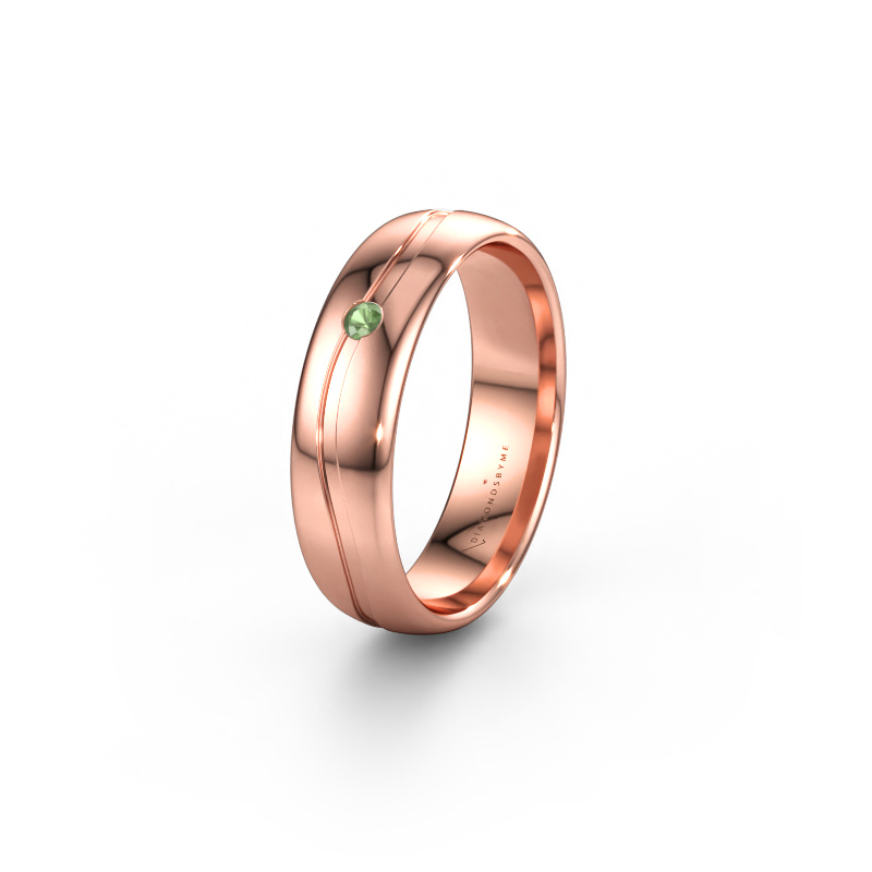 Bild av Vigselring WH0905L35X 585 roséguld ±5 x 1,7 mm Grön turmalin