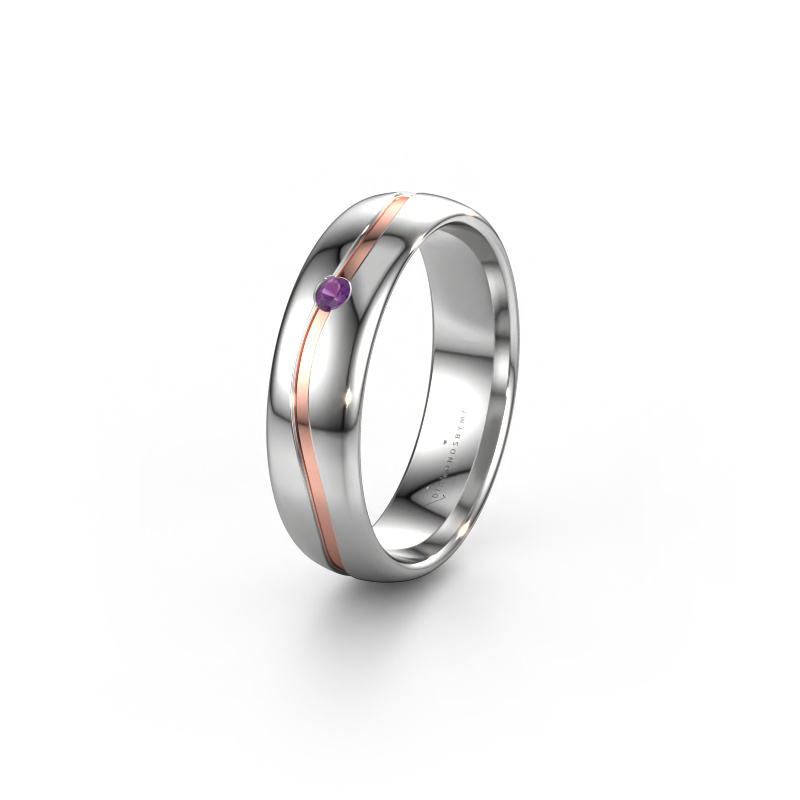 Image of Wedding ring WH0905L35X 585 white gold ±0.20x0.07 in Amethyst