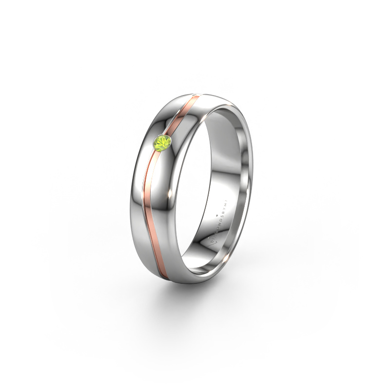 Image of Wedding ring WH0905L35X 585 white gold ±0.20x0.07 in Peridot
