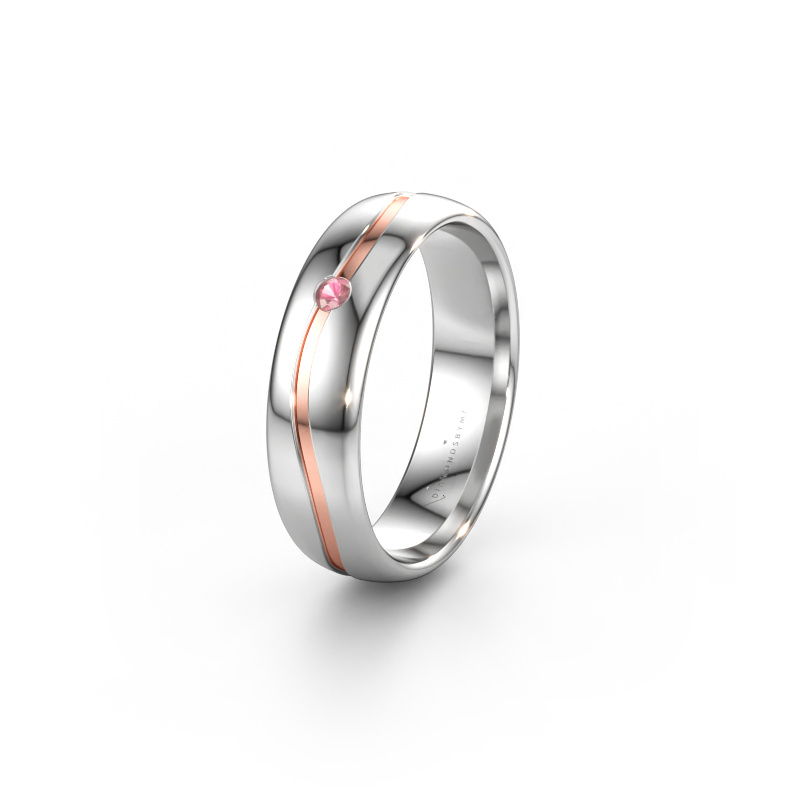 Immagine di Fede nuziale WH0905L35X 585 oro bianco ±5 x 1,7 mm Tormalina rosa