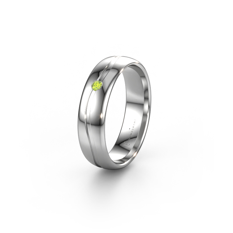 Image of Wedding ring WH0905L35X 950 platinum ±5x1.7 mm Peridot