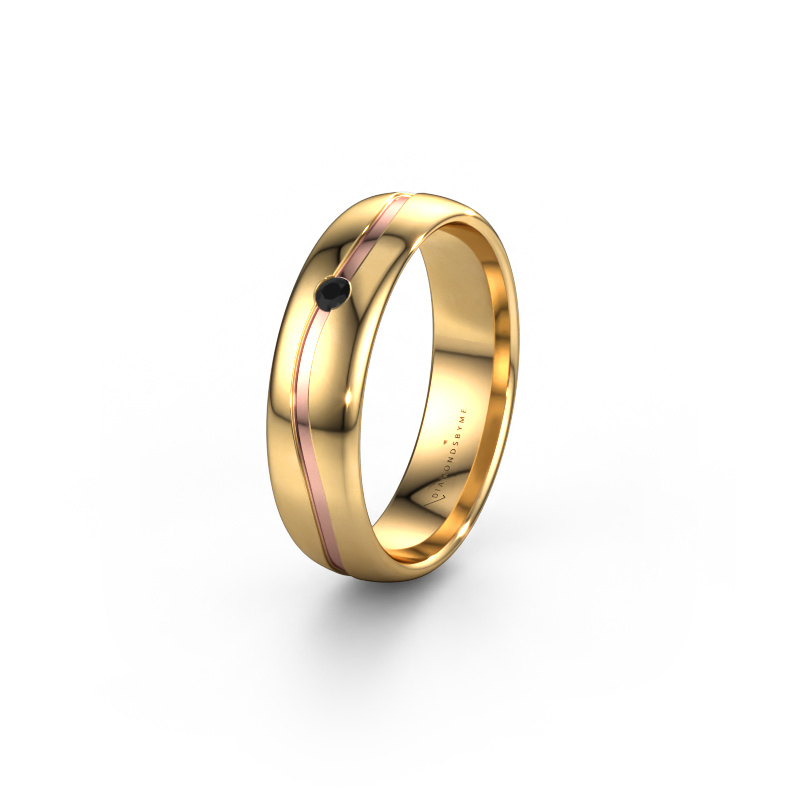 Image of Wedding ring WH0905L35X 585 gold ±0.20x0.07 in Black diamond