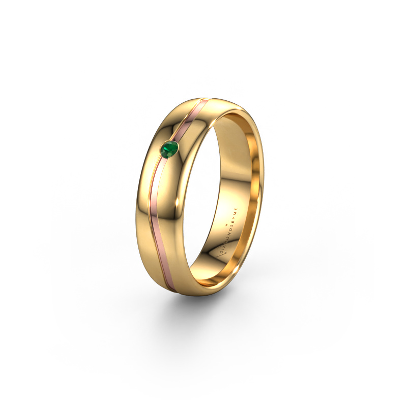 Image of Wedding ring WH0905L35X 585 gold ±5x1.7 mm Emerald