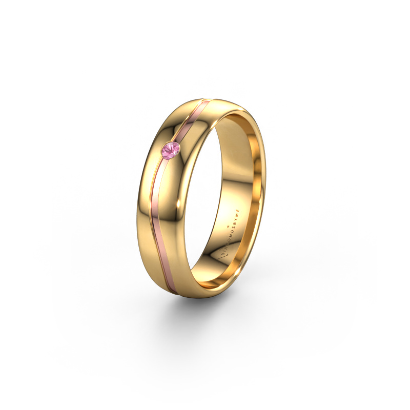 Image of Wedding ring WH0905L35X 585 gold ±0.20x0.07 in Pink sapphire