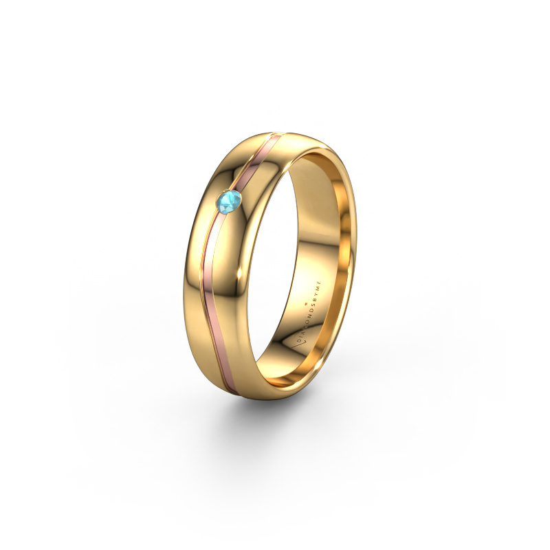 Image of Wedding ring WH0905L35X 585 gold ±0.20x0.07 in Blue topaz