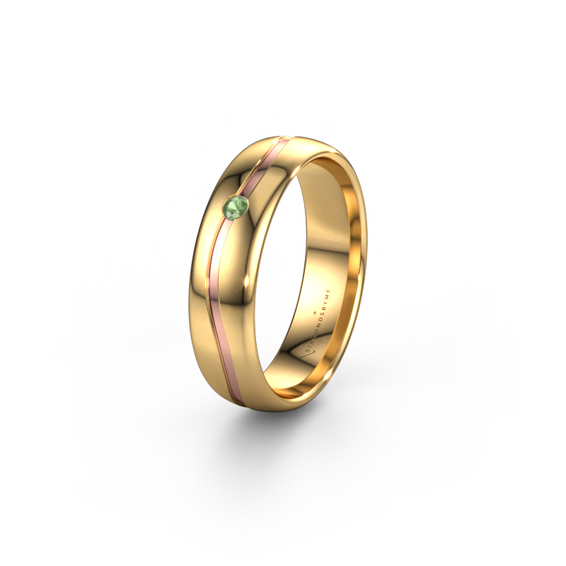 Image of Wedding ring WH0905L35X 585 gold ±0.20x0.07 in Tourmaline green