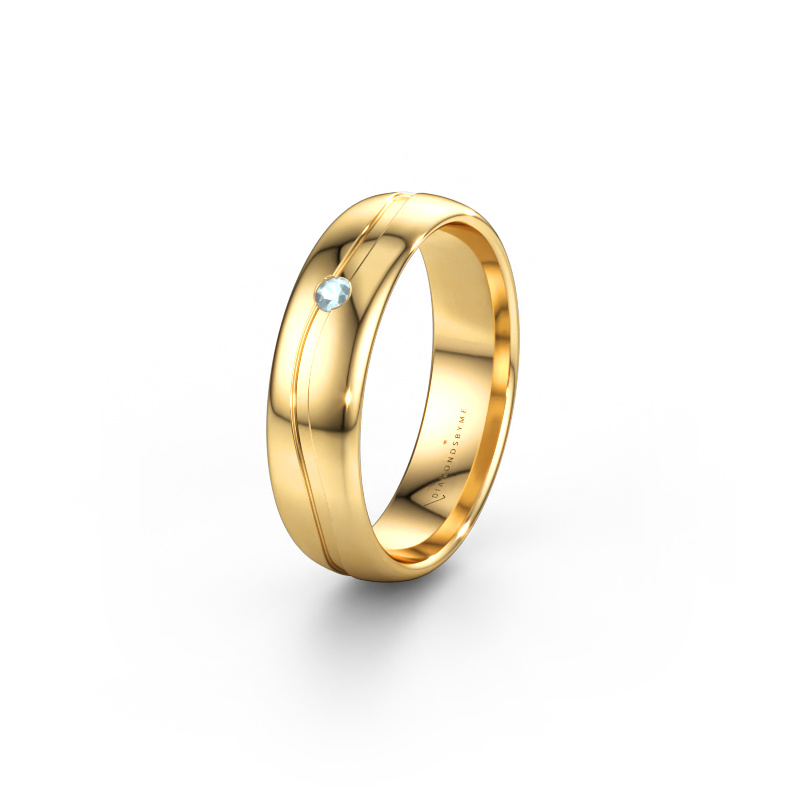 Immagine di Fede nuziale WH0905L35X 585 oro ±5 x 1,7 mm Acquamarina