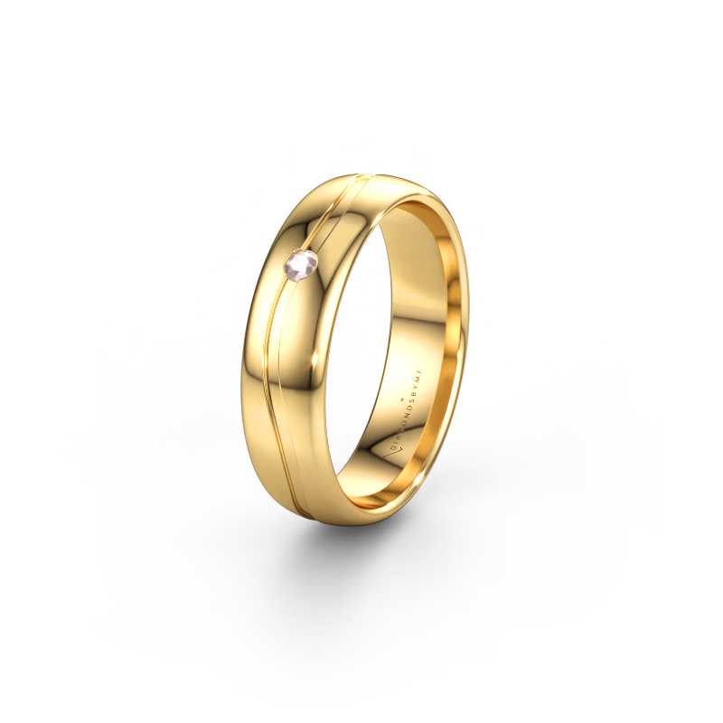 Bild av Vigselring WH0905L35X 585 gult guld ±5 x 1,7 mm Champagnefärgad morganit