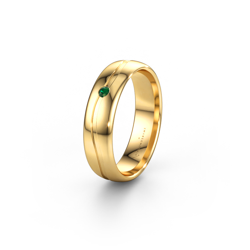 Bild av Vigselring WH0905L35X 585 gult guld ±5 x 1,7 mm Smaragd