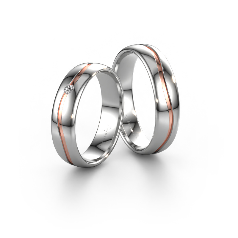 Image of Wedding rings set WH0905LM35XP ±0.20x0.06 in 14 Carat white gold Diamond 0.03 crt