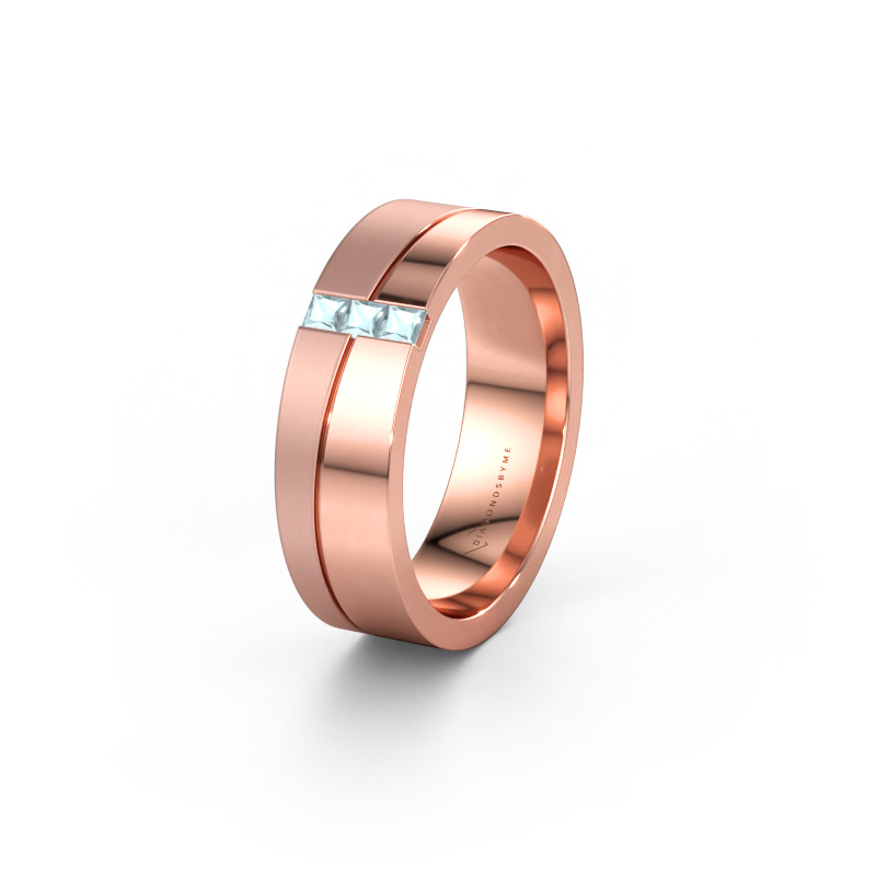 Bild av Vigselring WH0906L16A 585 roséguld ±6 x 1,7 mm Akvamarin