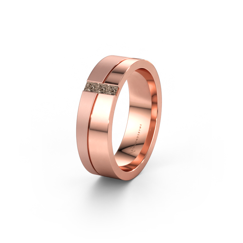 Bild av Vigselring WH0906L16A 585 roséguld ±6 x 1,7 mm Brun diamant