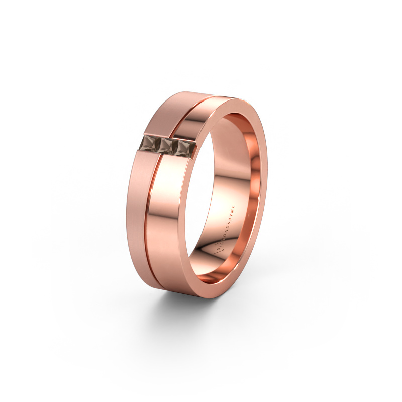 Bild av Vigselring WH0906L16A 585 roséguld ±6 x 1,7 mm Rökkvarts