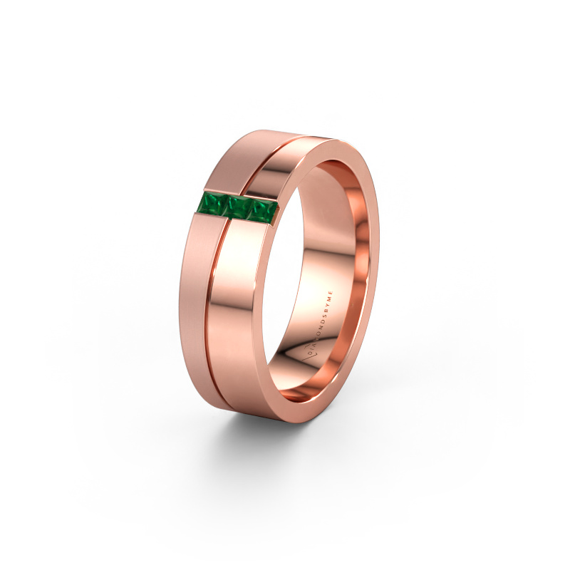 Immagine di Fede nuziale WH0906L16A 585 oro rosa ±6 x 1,7 mm Smeraldo