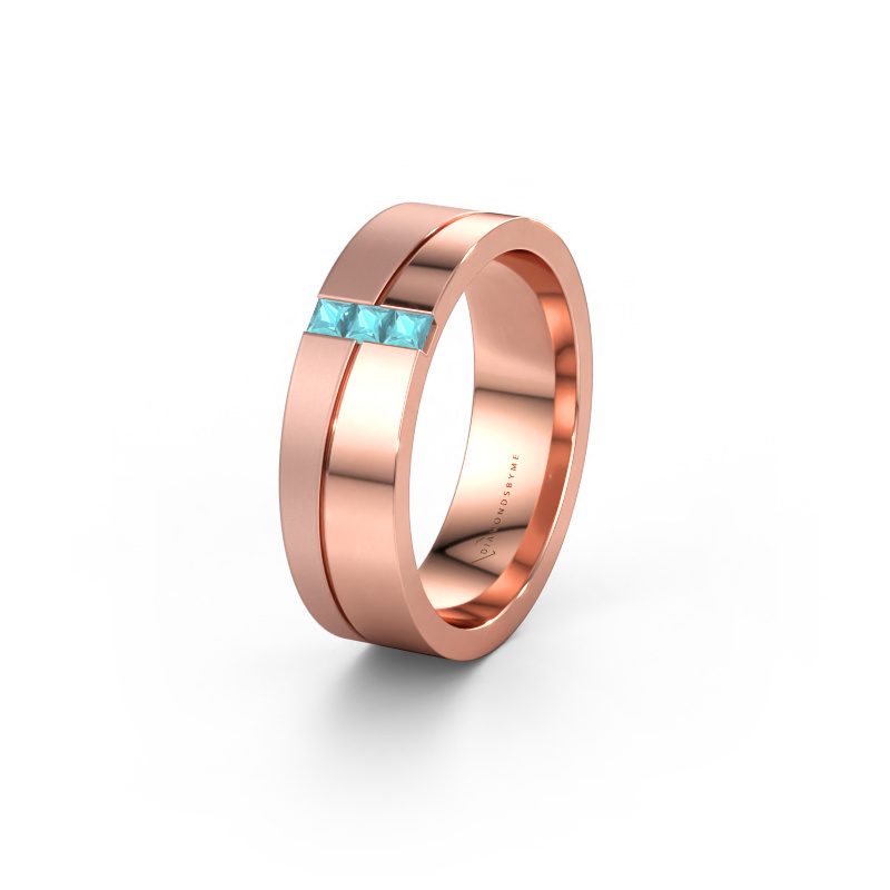 Bild av Vigselring WH0906L16A 585 roséguld ±6 x 1,7 mm Blå topas