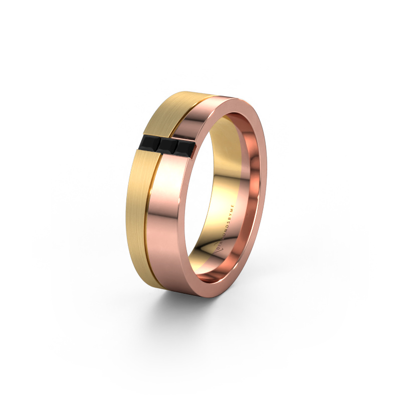 Image of Wedding ring WH0906L16A 585 rose gold ±6x1.7 mm Black diamond