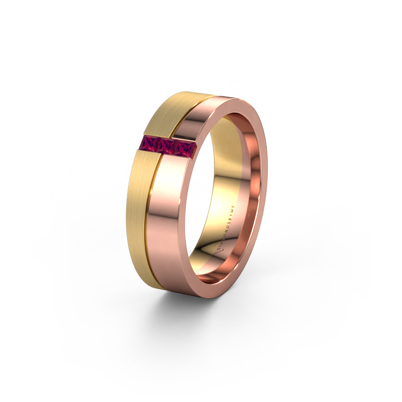 Afbeelding van Trouwring WH0906L16A 585 rosé goud ±6x1.7 mm Rhodoliet