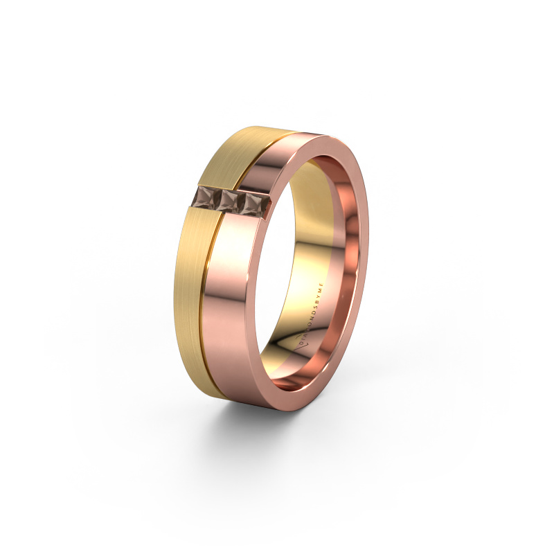 Image of Wedding ring WH0906L16A 585 rose gold ±0.24x0.07 in Smokey quartz