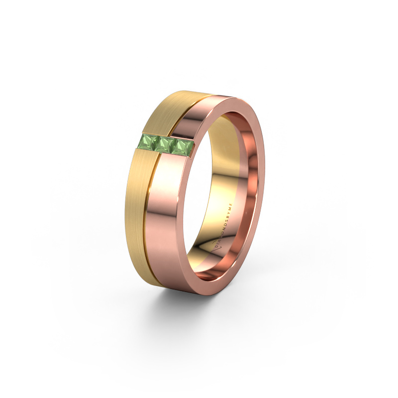 Image of Wedding ring WH0906L16A 585 rose gold ±0.24x0.07 in Tourmaline green