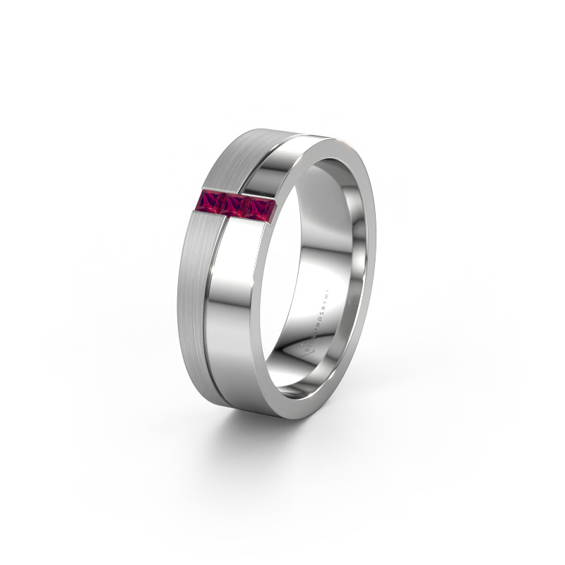 Image of Wedding ring WH0906L16A 950 platinum ±0.24x0.07 in Rhodolite