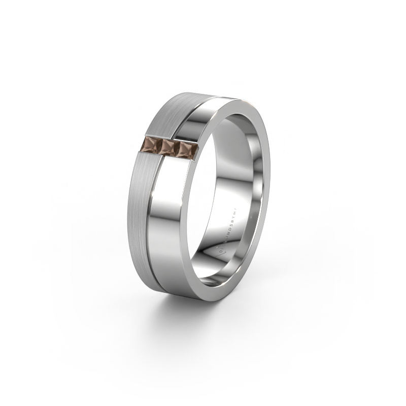 Afbeelding van Trouwring WH0906L16A 950 platina ±6x1.7 mm Rookkwarts