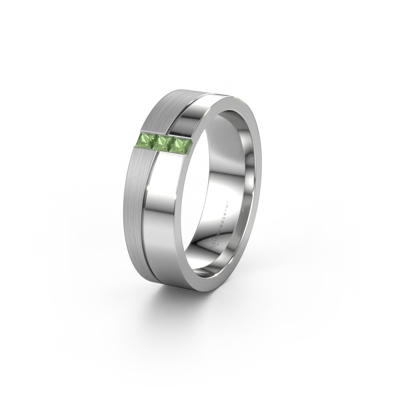 Image of Wedding ring WH0906L16A 950 platinum ±0.24x0.07 in Tourmaline green