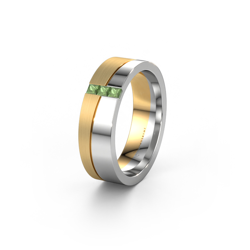 Image of Wedding ring WH0906L16A 585 white gold ±6x1.7 mm Tourmaline green