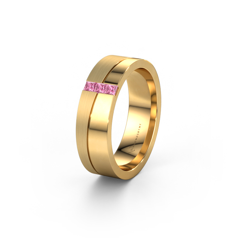 Image of Wedding ring WH0906L16A 585 gold ±0.24x0.07 in Pink sapphire