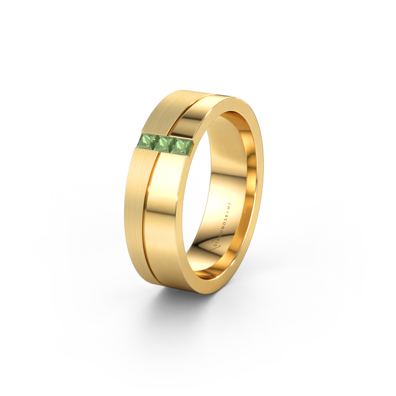 Bild av Vigselring WH0906L16A 585 gult guld ±6 x 1,7 mm Grön turmalin