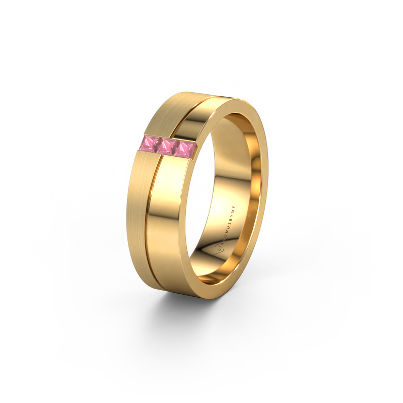 Image of Wedding ring WH0906L16A 585 gold ±0.24x0.07 in Tourmaline pink