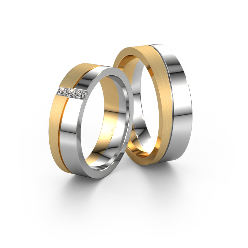 Bild von Eheringe set WH0906LM16APM ±6x1.7 mm 14 Karat Weißgold Diamant 0.05 crt