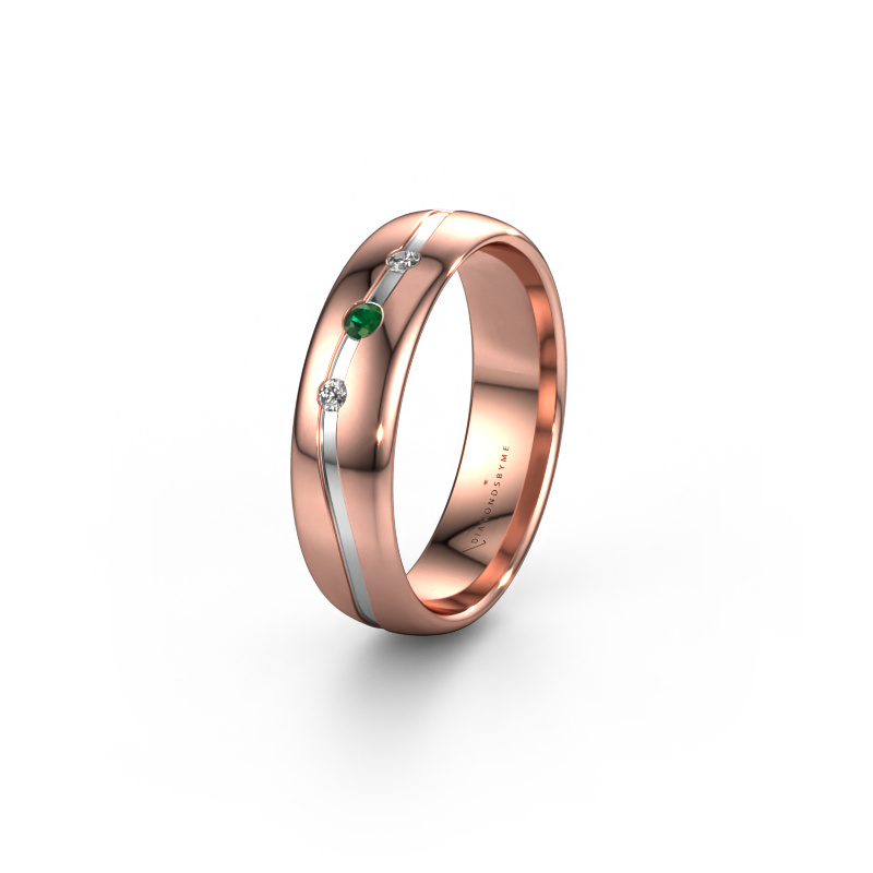 Image de Bague d'amitié WH0907L35X 585 or rose ±5x1.4 mm Emeraude