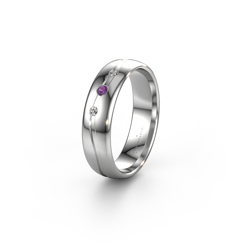 Image of Friendship ring WH0907L35X 585 white gold ±5x1.4 mm Amethyst